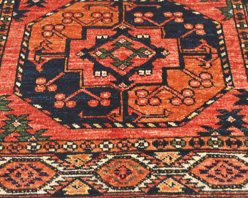 3x4 Rust Ersari Afghan Hand Knotted Veg Dye Wool Area Rug
